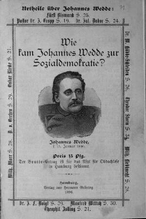 Wie kam Johannes Wedde zur Sozialdemokratie?