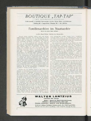 Familienarchive im Staatsarchiv