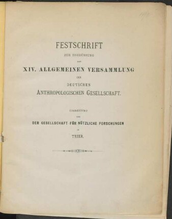 Die Ausgrabung des Buchenlochs bei Gerolstein in der Eifel und die quaternären Bewohnungsspuren in demselben