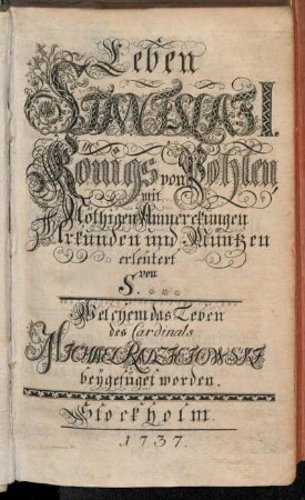 Leben Stanislai I. Königs von Pohlen