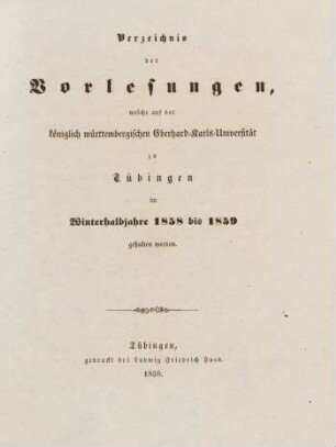 Vorlesungsverzeichnis 1858/59