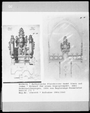 Wormeln, Entwurf für einen Orgelprospekt für die katholische Pfarrkirche Sankt Simon und Judas