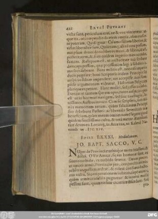 Epist. LXXXI. Mediolanum. Io. Bapt. Sacco, V. C.