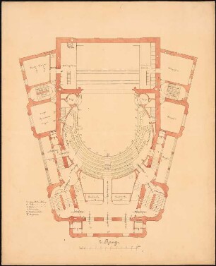 Stadttheater, Karlsbad: Grundriss 2. Rang