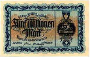 Geldschein / Notgeld, 5 Millionen Mark, 28.8.1923