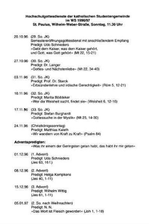 Kirchliche Veranstaltungen