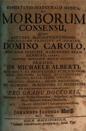 Diss. inaug. med. de morborum consensu