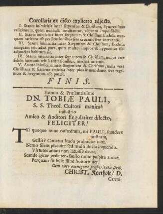Corollaria ex dicto explicato adiecta.