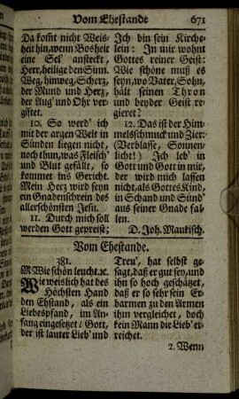 Vom Ehestande. - Reiselieder.