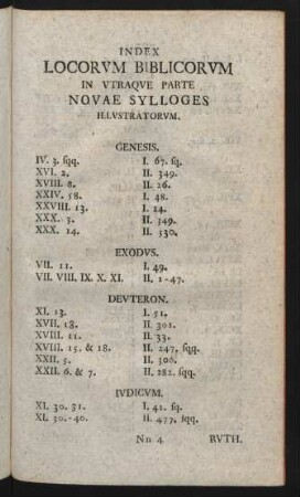 Index Locorum Biblicorum in Utraque Parte Novae Sylloges Illustratorum