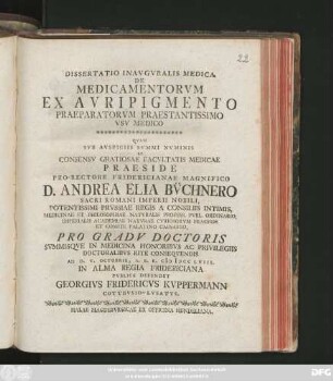 Dissertatio Inavgvralis Medica De Medicamentorvm Ex Avripigmento Praeparatorvm Praestantissimo Vsv Medico