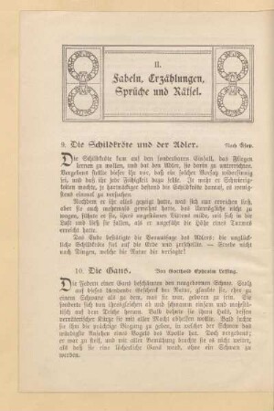 II. Fabeln, Erzählungen, Sprüche und Rätsel