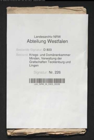 Mühlenregister der Stadt Tecklenburg