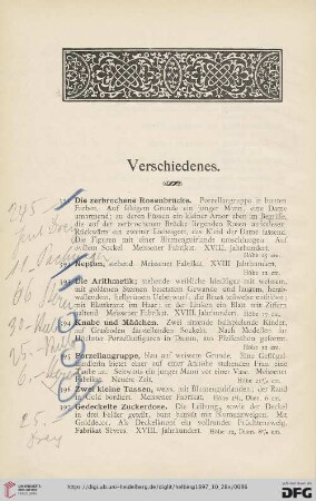 Verschiedenes (Nr. 391 - 418)