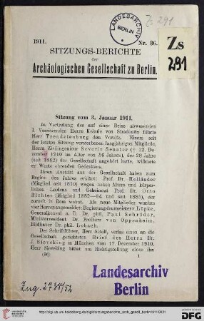 Sitzung vom 3. Januar 1911