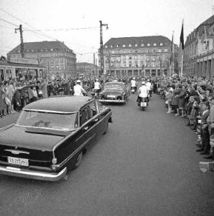 Staatsbesuch des Bundespräsidenten Heinrich Lübke in Karlsruhe anlässlich der Eröffnung der Bundesgartenschau 1967.