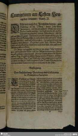 Evangelium am Ersten Sontag des Advents, Matth. 21