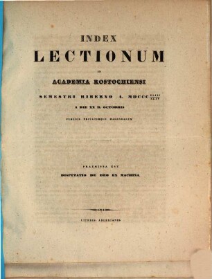 Index lectionum in Academia Rostochiensi ... publice privatimque habendarum, WS 1843/44
