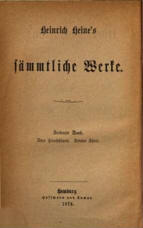 Heinrich Heine's sämmtliche Werke. 7