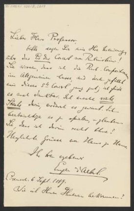 Brief an Karl Klindworth : 06.09.1889