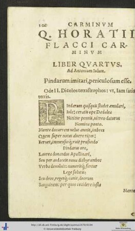 QUINCTI HORATII FLACCI CARMINUM LIBER QUARTUS