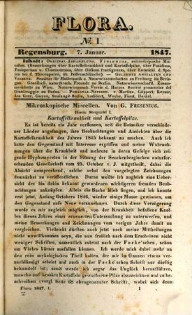 Flora oder allgemeine botanische Zeitung. 30 = N.R. Jg. 5. 1847