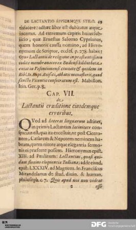 Cap. VII. de Lactantii eruditione eiusdemque erroribus.