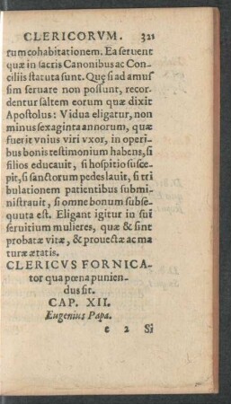 Clericus Fornicator qua poena puniendus sit. Cap. XII.