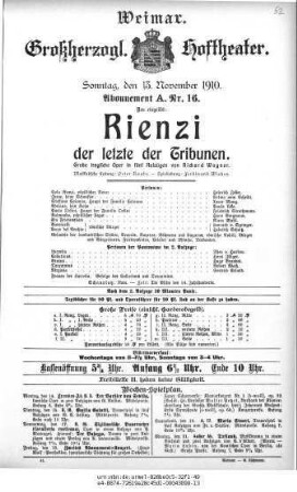 Rienzi der letzte der Tribunen