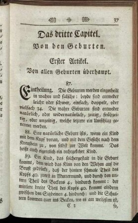 Erster Artikel. Von allen Geburten überhaupt.