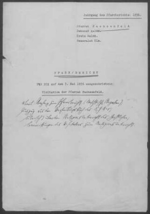 Fachsenfeld mit Hüttlingen, Dewangen und Neuler: Pfarrbericht 1936