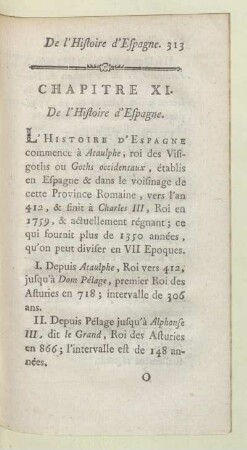 Chapitre XI. De l'Histoire d'Espagne