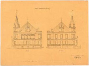 Herrenhaus, Gorzütz Umbau: Aufriss Südostseite, Nordwestseite 1:100