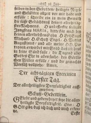 Der acht-tägigen Exercitien Erster Tag.