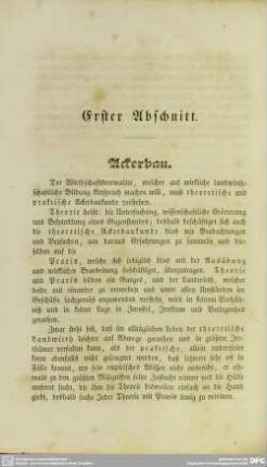 Erster Abschnitt. Ackerbau