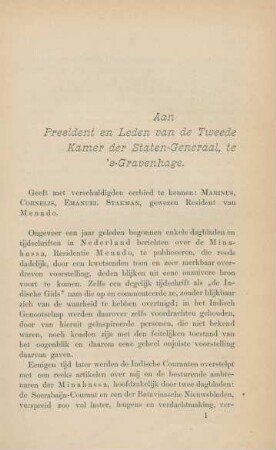 Aan President en Leden van de Tweede Kamer der Staten-Generaal, te 's-Gravenhage.