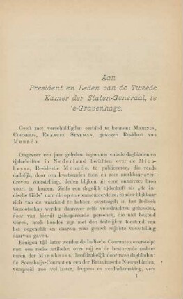 Aan President en Leden van de Tweede Kamer der Staten-Generaal, te 's-Gravenhage.