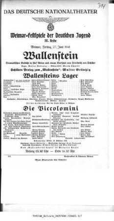 Wallenstein [Wallensteins Lager; Die Piccolomini]