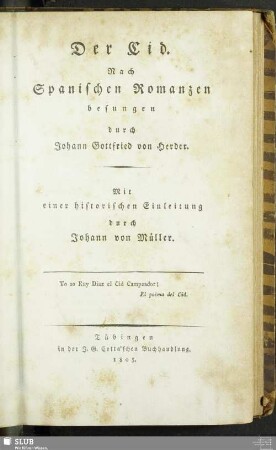 3: Der Cid : Nach Spanischen Romanzen besungen