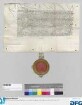 Herzog Albrecht (IV.) von Bayern übergibt Bürgermeister und Rat der Stadt Nürnberg die im letzten Krieg von diesen eroberte Stadt Hersbruck, wofür an der seitens des Herzogs zu zahlenden, Entschädigungsumme von 40.000 Gulden rhein. für Kriegskosten und darlehen 10.000 Gulden abgehen sollen. - Siegler: der Aussteller.