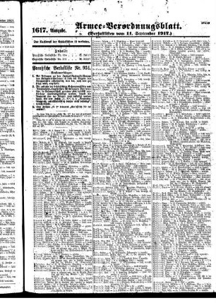 1617. Ausgabe. Dienstag, 11. September 1917