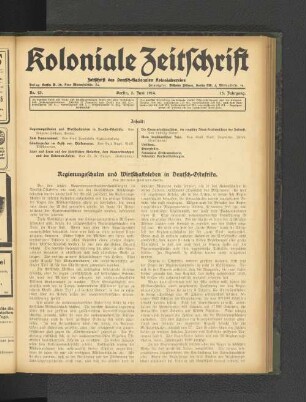 Nr. 23. Berlin, 5. Juni 1914. 15. Jahrgang.