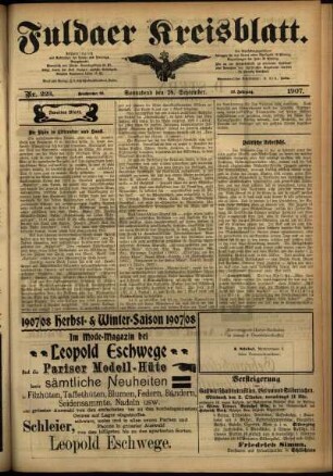 Zweite Ausgabe vom Samstag, den 28. September 1907.