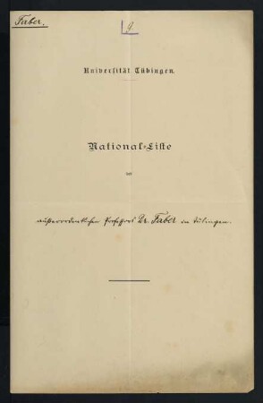 Nationalliste d. ao. Prof. Dr. Faber