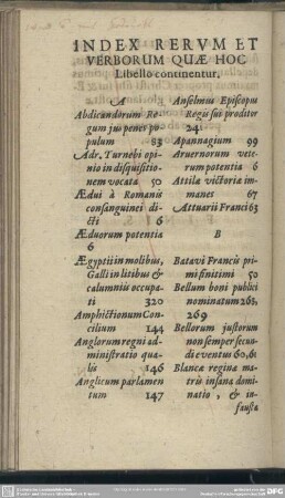 Index Rerum Et Verborum Quae Hoc Libello continentur