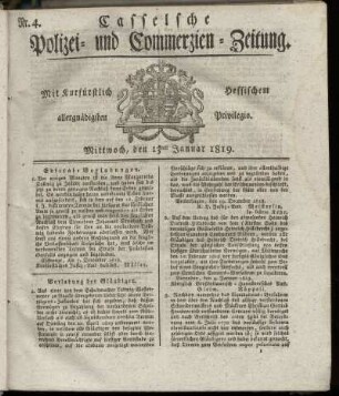 Nr. 4, Mittwoch, den 13ten Januar 1819
