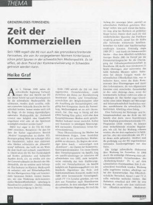 Grenzenloses Fernsehen: Zeit der Kommerziellen