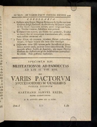 449-457, 44. De Variis pactorum successoriorum ...