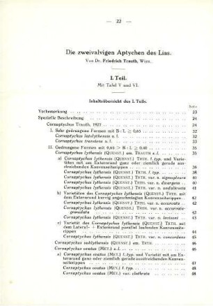 Die zweivalvigen Aptychen des Lias. I. Teil.