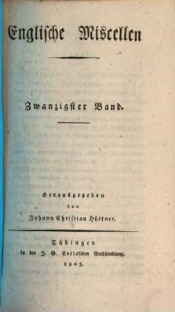 Englische Miscellen. 20. 1805